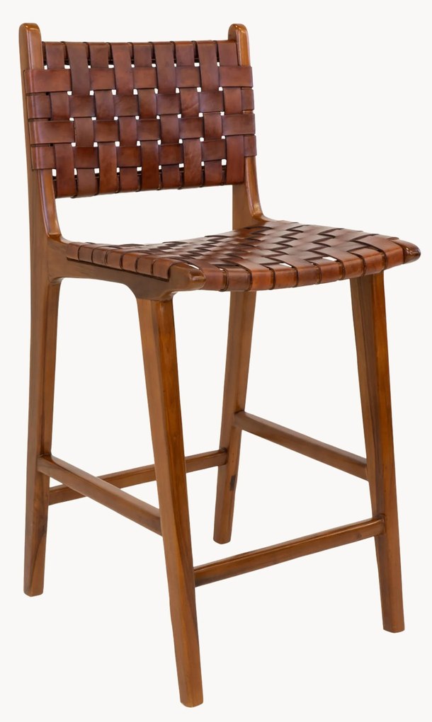Barová stolička z tíkového dreva's pleteným sedadlom Perugia