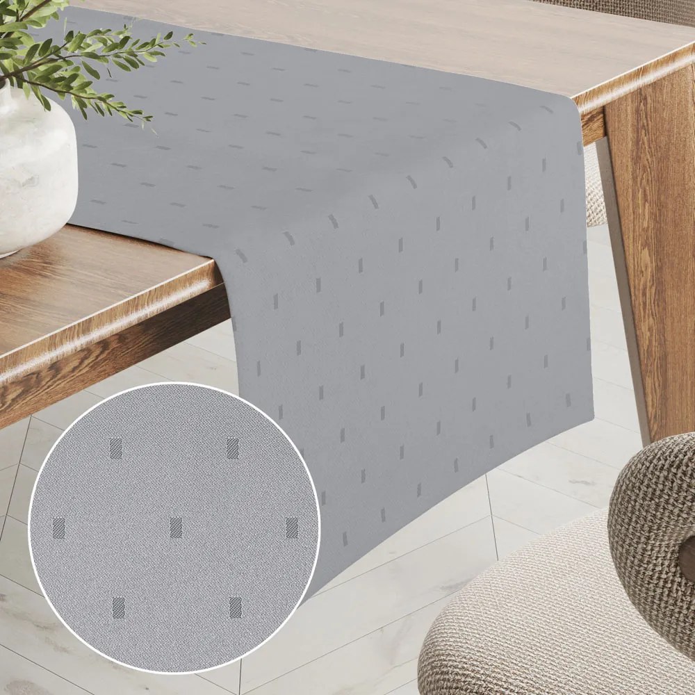 Biante Teflónový behúň na stôl TF-080 Obdĺžničky na sivom 20x120 cm