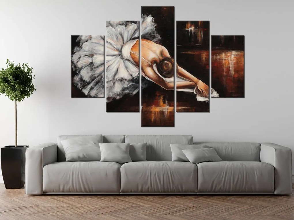 Gario Ručne maľovaný obraz Rozcvička baletky - 5 dielny Rozmery: 150 x 105 cm