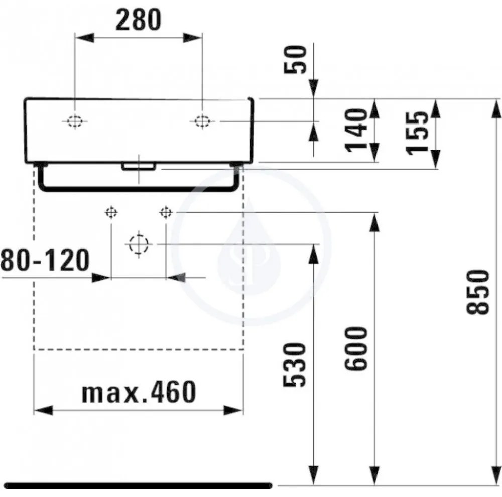 LAUFEN Living Umývadlo, 500 mm x 460 mm, biela – 1 otvor na batériu, stredový H8174310001041