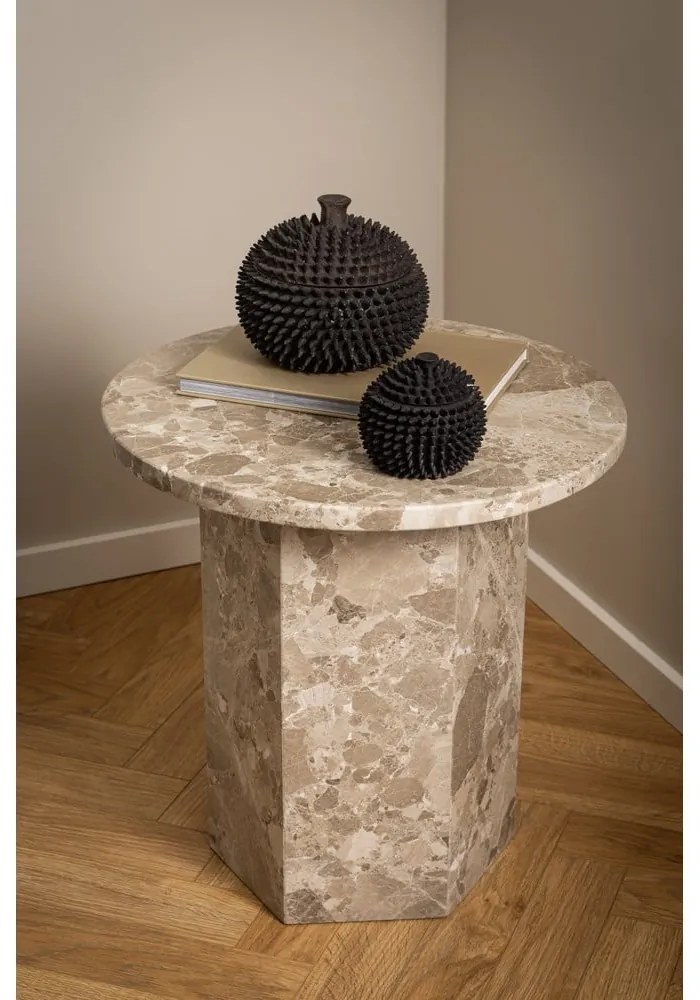 Mramorový okrúhly odkladací stolík ø 50 cm Naxos – Actona