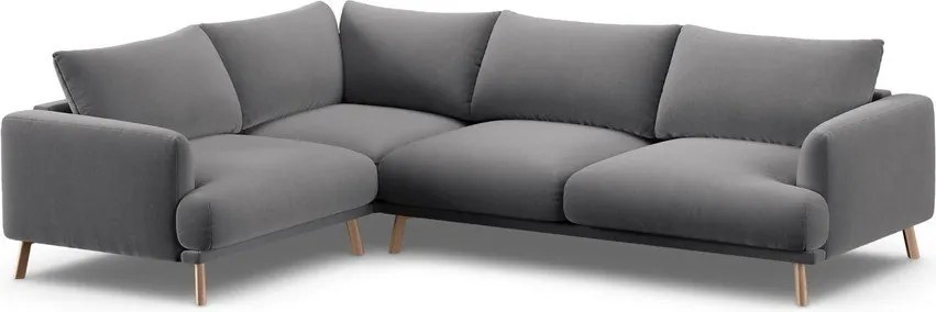 Sivá zamatová rohová pohovka (ľavý roh/do L) Naomi – Micadoni