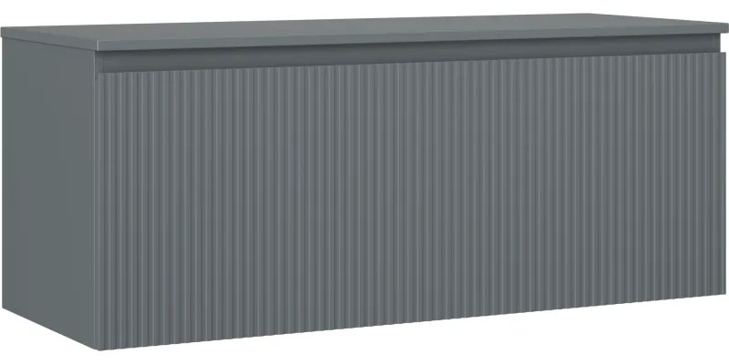 Mexen Rivel, kúpeľňová skrinka 120 cm s hornou časťou, 1 zásuvka, drážkovaná, grafitová matná, 91A20-12047-1-BFC66
