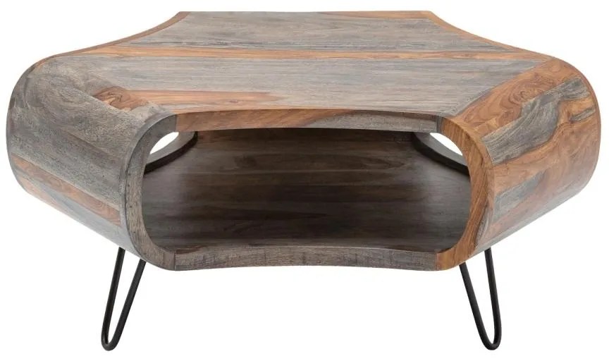 Dizajnový konferenčný stolík Lorelei, 80 cm, sheesham, sivý