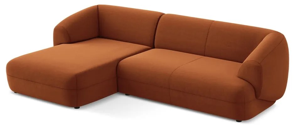 Oranžová zamatová rohová pohovka (ľavý roh) Moana – Makamii