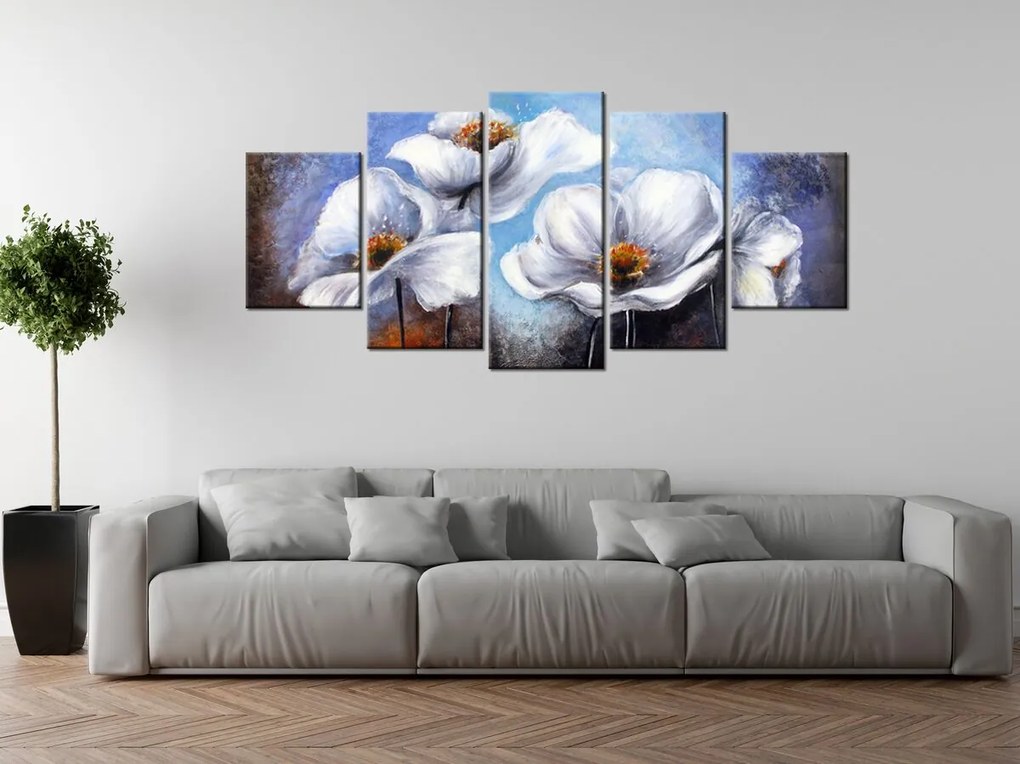 Gario Ručne maľovaný obraz Alpské maky - 5 dielny Rozmery: 150 x 105 cm