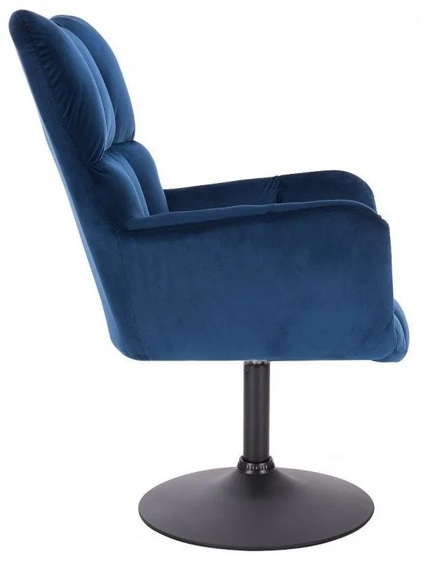 LuxuryForm DESIGN Otočné kreslo AURORA VELUR na čiernom tanieri - modré