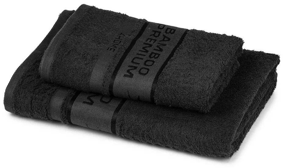 4Home Sada Bamboo Premium osuška a uterák čierna, 70 x 140 cm, 50 x 100 cm