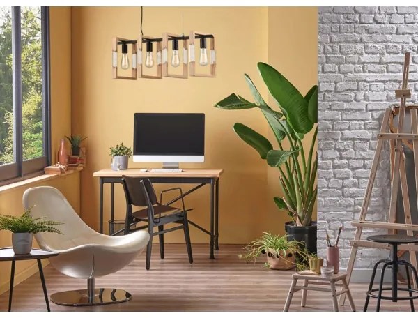 Klausen 114001 - Luster na lanku SERIES 4xE27/11W/230V drevo/čierna