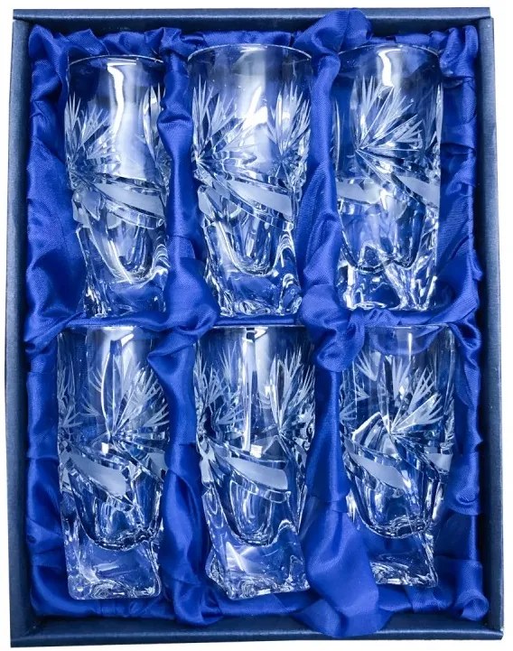 Onte Crystal Bohemia Crystal ručne brúsené poháre na destiláty Quadro Mašle 50 ml 6KS