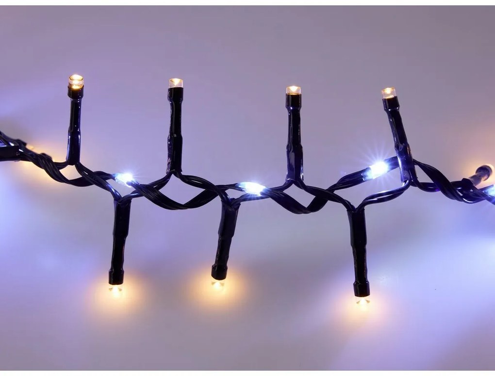 Vonkajšia svetelná reťaz Waterfall, 10 m, 710 LED, teplá aj studená biela, časovač, IP44, 10 m