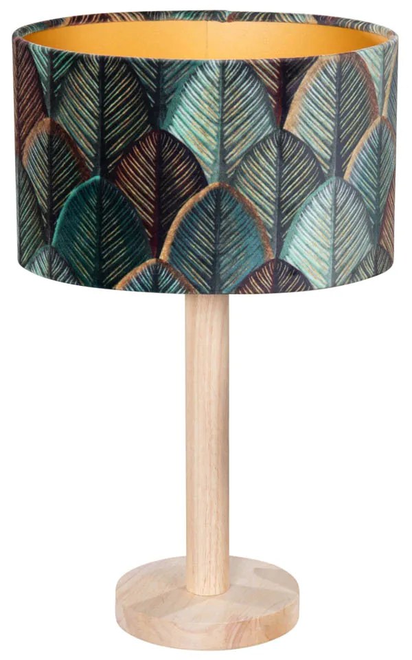 Stolová lampa Drevená s oválnym zamatovým tienidlom Dizajn listu 25 cm - Mels