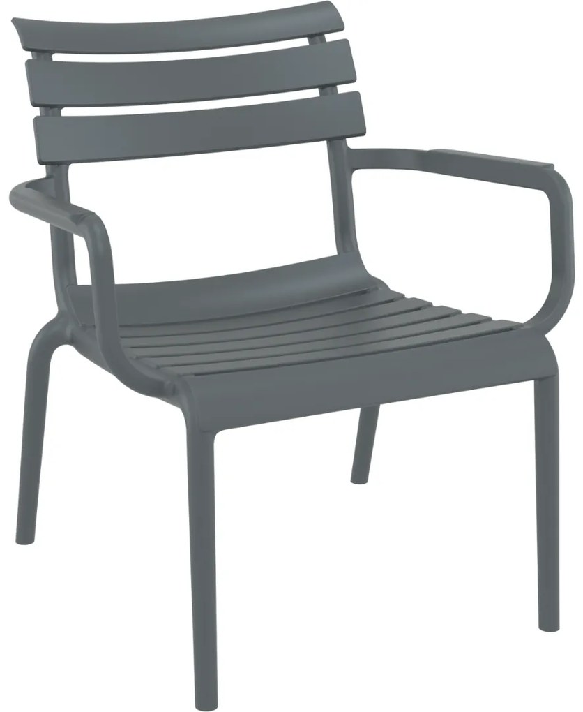 PARIS záhradné lounge kreslo s podrúčkami dark grey