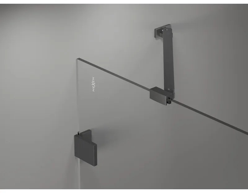 Mexen Lunar, polkruhový sprchový kút naklápací doľava 90 x 80 cm, 8mm číre sklo, pištoľovo sivý kartáčovaný - 833-090L-080P-66-00
