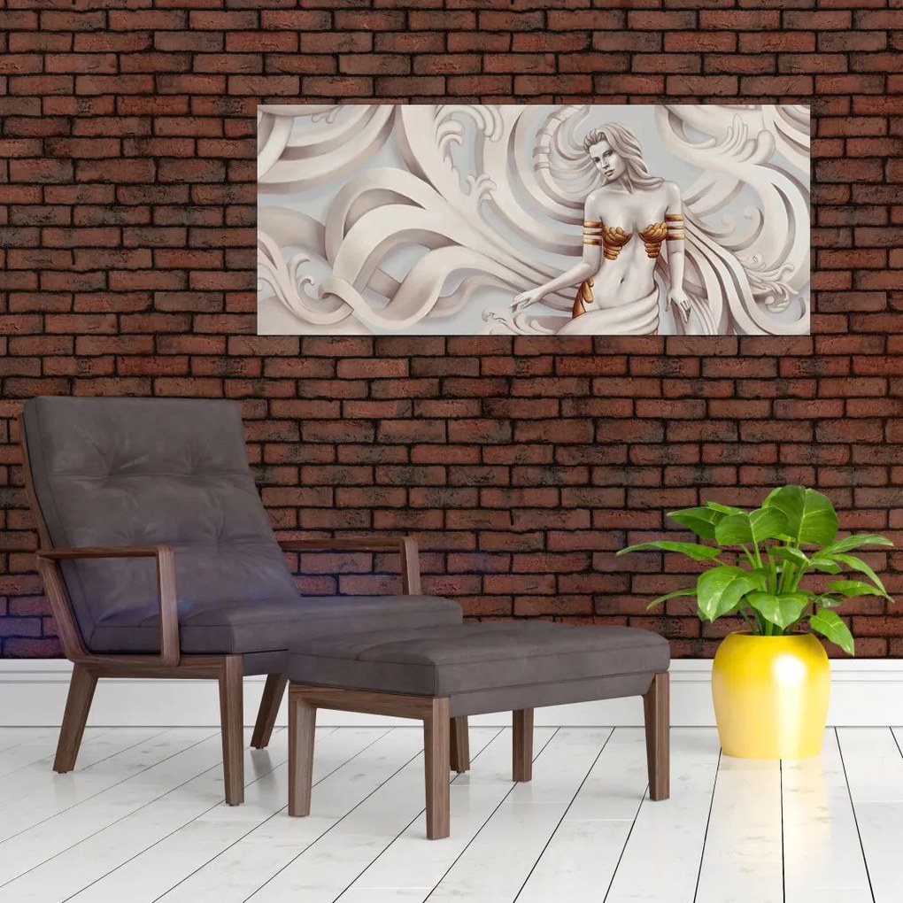 Obraz bohyne s florálnym motívom (120x50 cm)