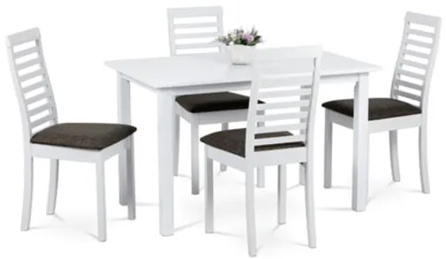 Jedálenský set so 4 stoličkami Autronic 120x75 cm biely masív AUT-4000 WT