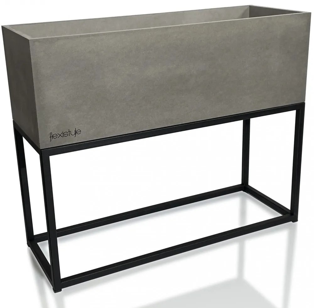 Kovový kvetináč v šedej farbe s hladkým povrchom LOFT FIORINO 62X22X50 cm