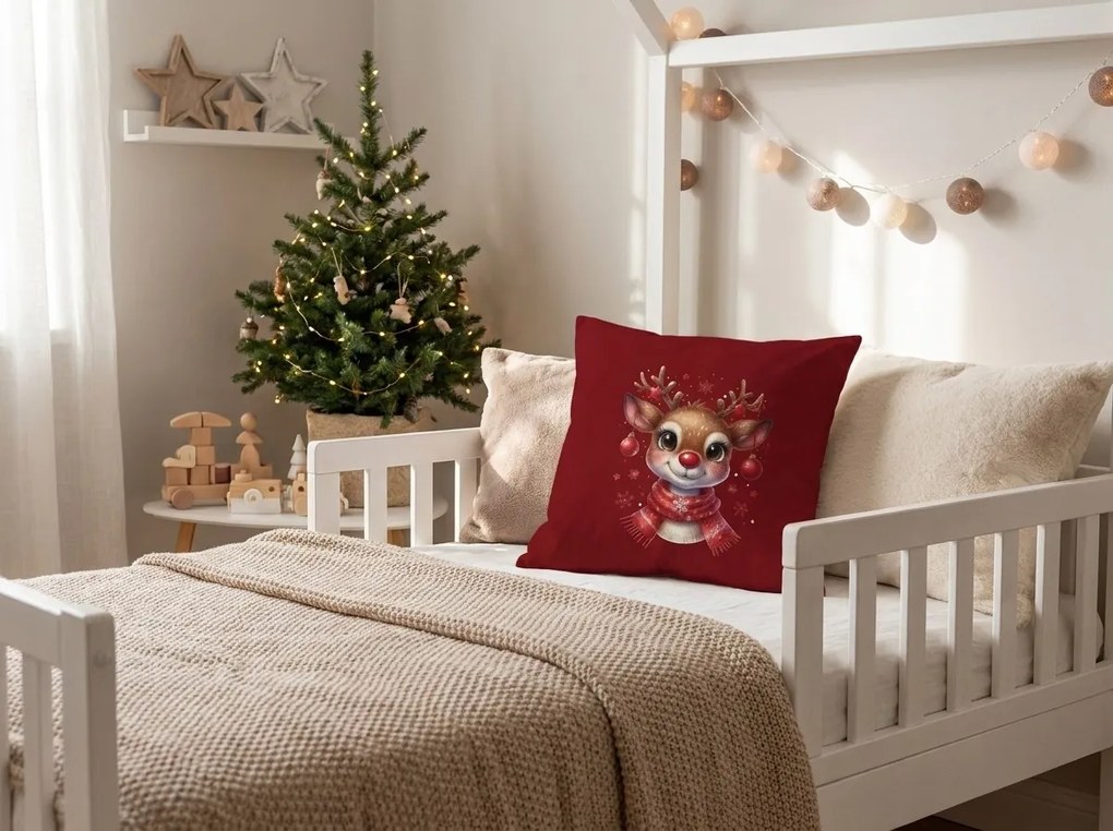 3D obliečka na vankúš z mikrovlákna MERRY FAWN 45x45 cm, červený