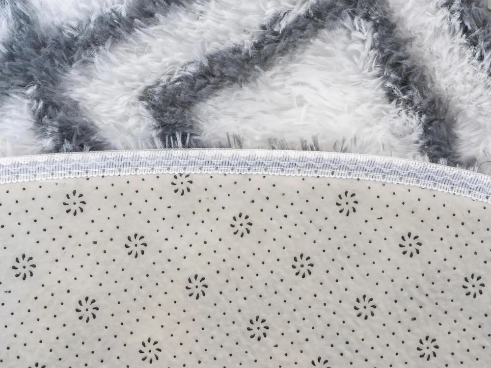 TZ Biely okrúhly vzorovaný koberec shaggy Decor Cube Rozmer: 140 cm