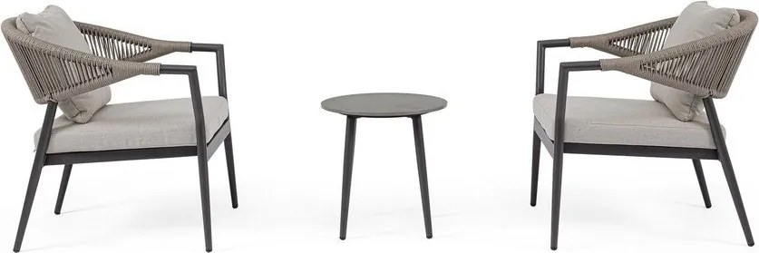 Kaki/taupe hliníková záhradná lounge súprava pre 2 Millor – Bizzotto