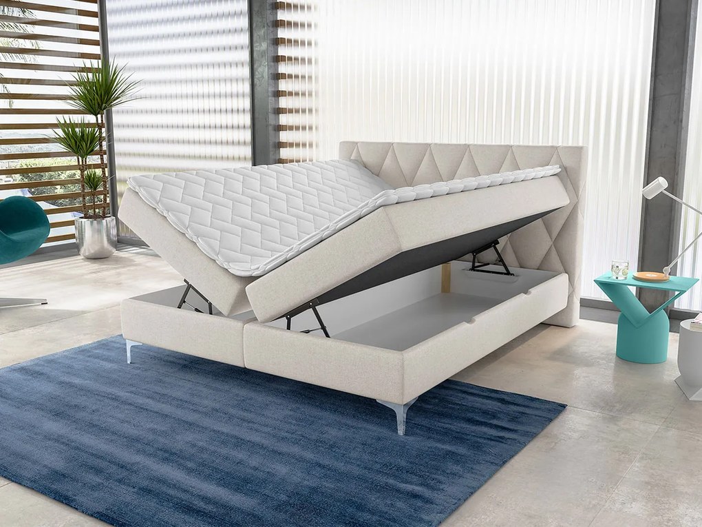Boxspring Loren 180x200cm, modrá