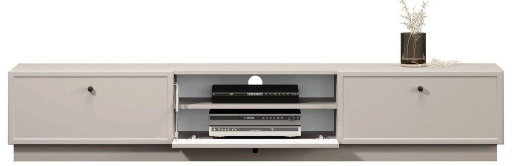 TV stolík Lorini 200 cm na sokli - kašmírová / čierne úchytky G