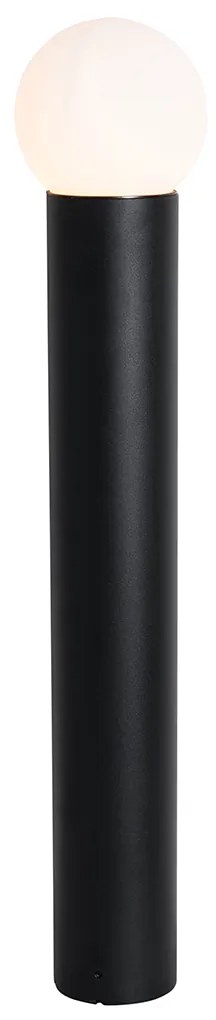 Čierna vonkajšia stojaca lampa s opálovým sklom 80 cm IP44 - Huma