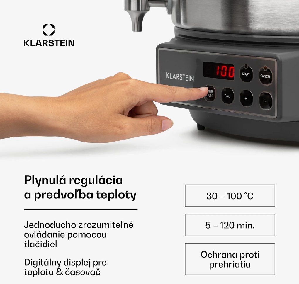 Klarstein Lady Marmalade, zavárací hrniec, dávkovač nápojov, 27 l, 100 °C, , nehrdzavejúa oceľ