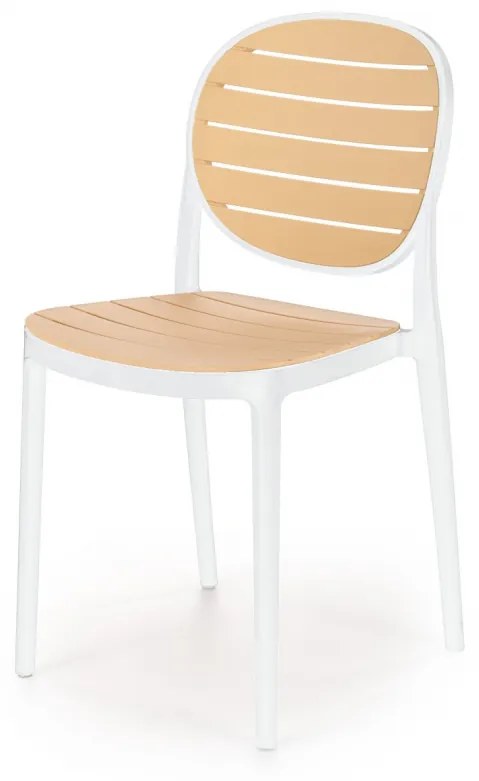 Jedálenská stolička SABO — plast, biela / prírodná