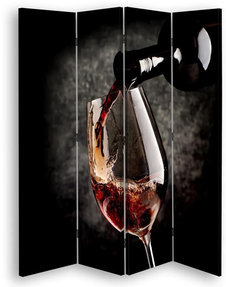 Ozdobný paraván, Vůně červeného vína - 145x170 cm, štvordielny, klasický paraván