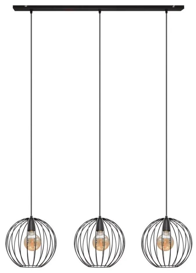 Luster na lanku MERCURE 3xE27/15W/230V čierna