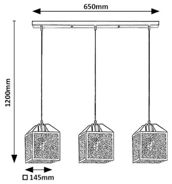 Rabalux 72219 - Luster na lanku SAMILO 3xE27/40W/230V čierna