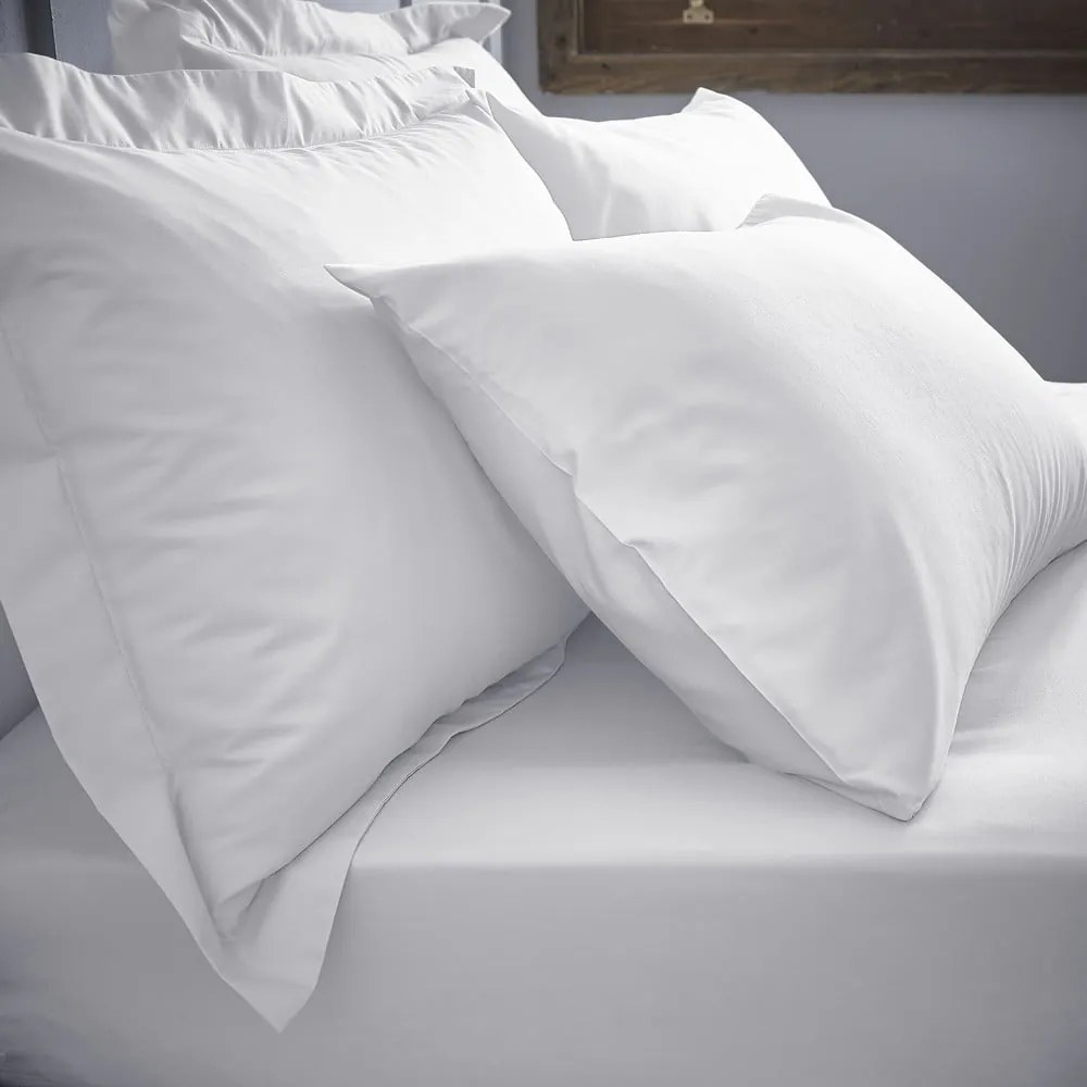 Biela napínacia plachta z bavlneného perkálu 135x190 cm Cotton Percale – Bianca