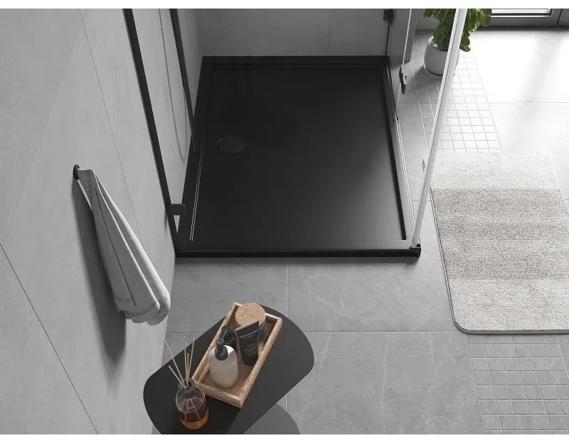 Mexen, Mexen Flow obdĺžniková sprchová vanička slim 100 x 90 cm, čierna matná, 46R709010