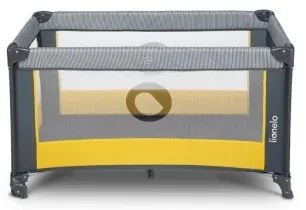Lionelo - Cestovná postieľka STEFI sivá/žltá