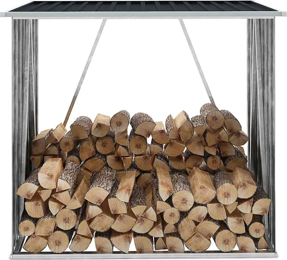 Záhradná kôlňa na drevo antracitová 163x83x154 cm galvanizovaná oceľ 47091