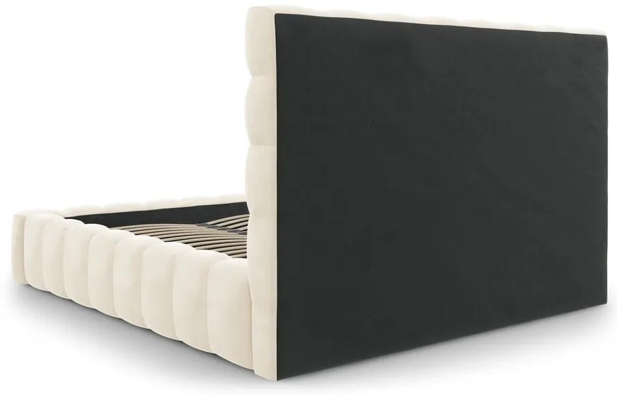 Béžová čalúnená dvojlôžková posteľ s úložným priestorom s roštom 200x200 cm Bali – Cosmopolitan Design