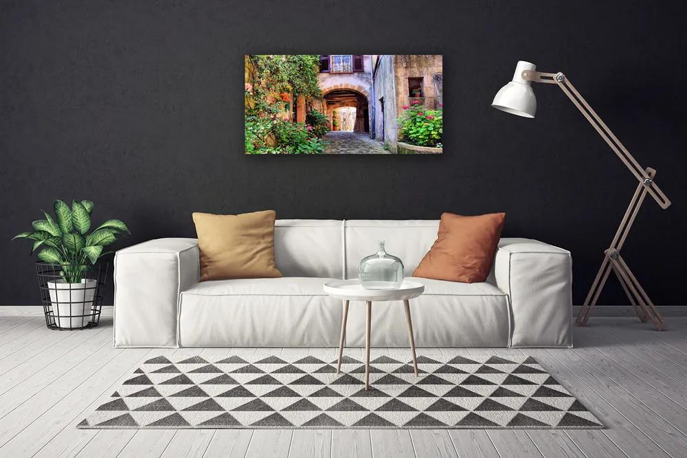 Obraz Canvas Aleje kvety domy rastlina 100x50 cm