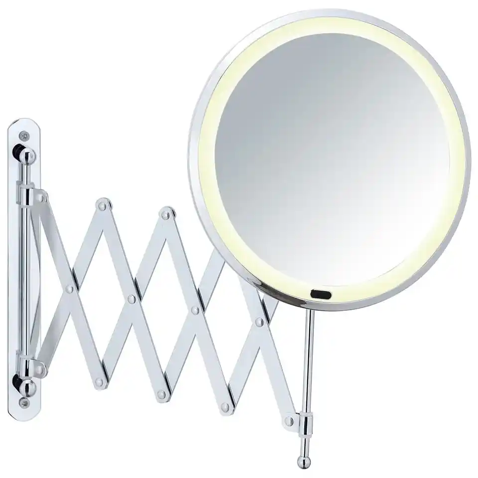 Nástenné kozmetické zrkadlo s LED podsvietením a teleskopickým držiakom  Wenko Barona | BIANO