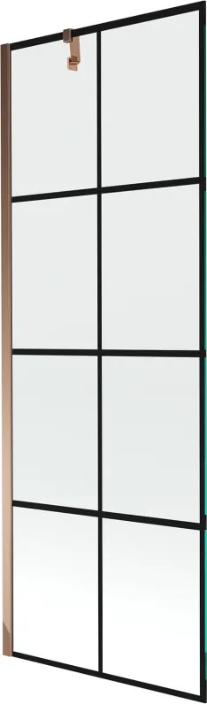 Mexen Next vaňová zástena jednokrídlová 70 x 150 cm, Čierny vzor, Zlatoružová - 895-070-000-00-77-60
