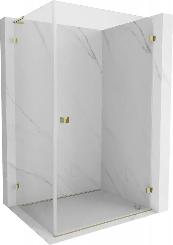 Mexen Lunar-B L pravý výklopný sprchový kút 85 x 80 cm, číre sklo, zlatá lesklá, 832L-085-080-50-00-P