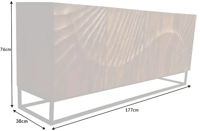 Dizajnová komoda Zorpi 177 cm – masívne mangové drevo / hnedá