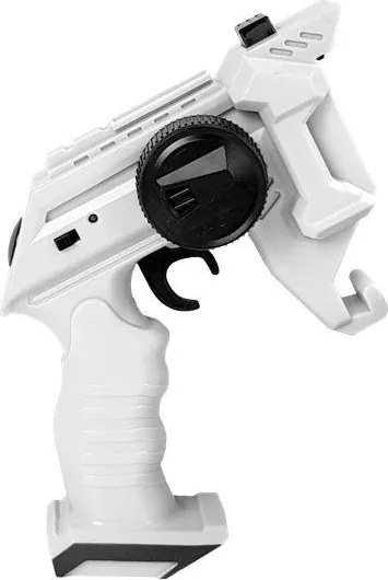 LEAN Toys Odpaľovacia pištoľ Auto 2 v 1 Diaľkovo ovládané penové disky biele 2,4 G
