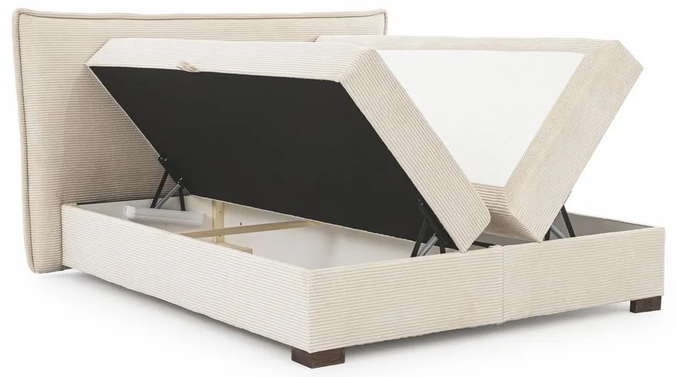 Béžová boxspring posteľ s úložným priestorom 180x200 cm Lysa – Ropez