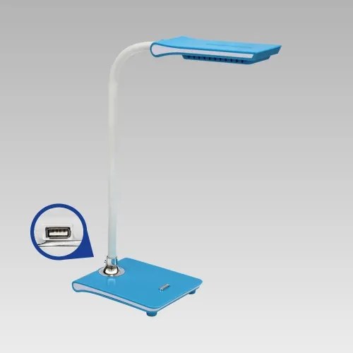 PREZENT Stolná LED lampa JONAS s USB portom, modrá