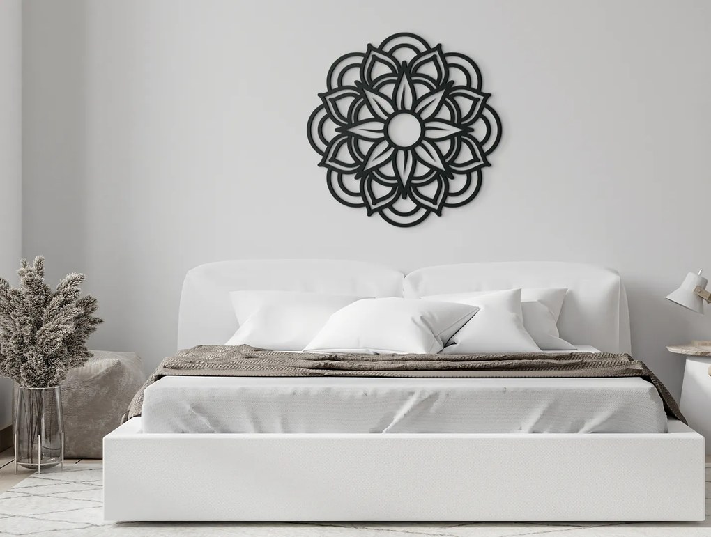 drevko 3D drevená mandala Kvet Rozmer obrazu: 44,5 x 44,5 cm, Farba dekorácie: Čierna