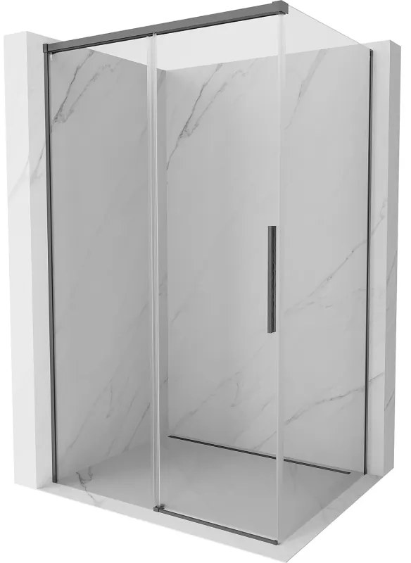 Mexen Rox, posuvný sprchový kút 140 x 110 cm, 8mm číre sklo, brúsený grafit profil, 8C2-140-110-66-00