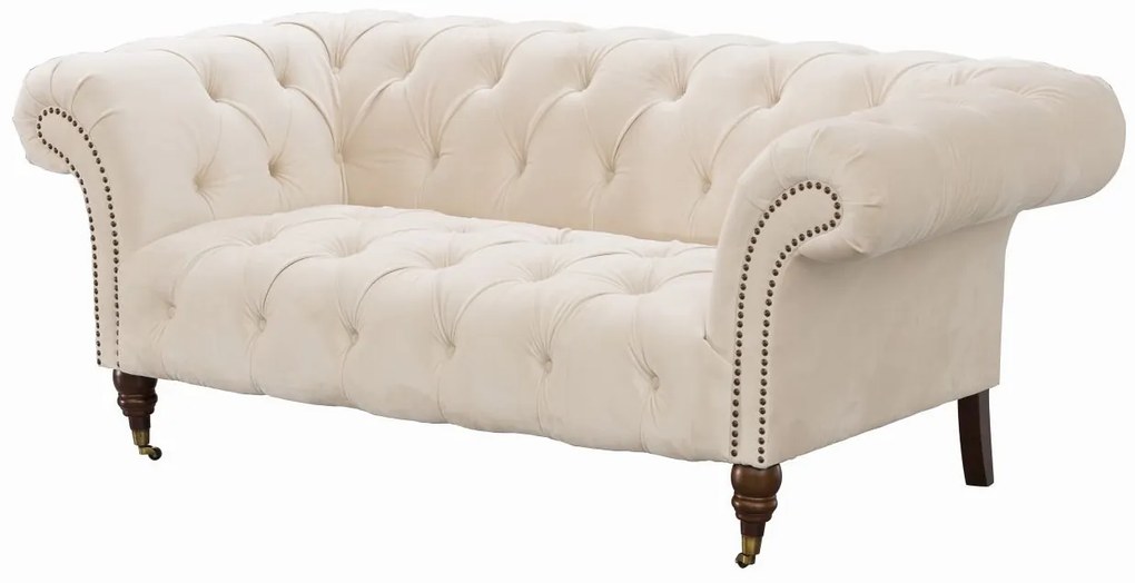 Pohovka Chesterfield Glamour Velvet Cream pre 2 osoby