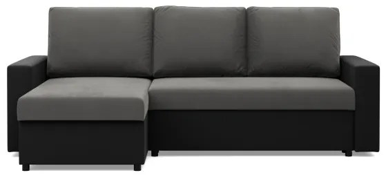 Rohová rozkladacia sedačka LUNA popolová / čierna