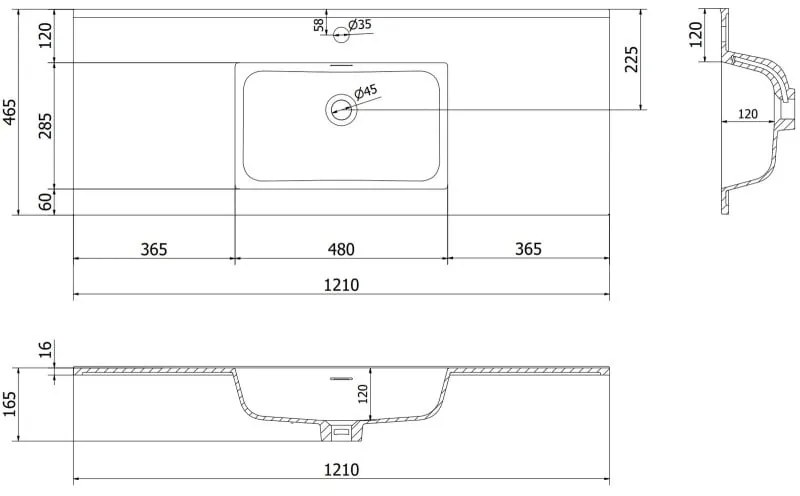 Mexen Orio, kúpeľňová skrinka 120 cm s umývadlom Otis, 1 zásuvka, biela matná, 91A10-12023-1-BF01-W18M01